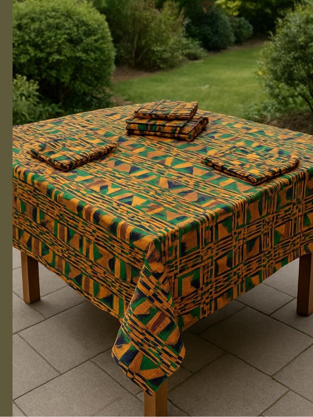 NWOT KENTE AFRICAN TRIBAL PRINT COTTON 3 TABLECLOTHS 53"X53" 32 NAPKINS 17"X17"
